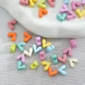Macro detail of colorful V-shaped alloy heart beads for DIY jewelry and phone chains - 05# Slim Heart