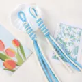 Detail of handmade blue and white braided Roman knot lanyard for bag decoration - 1 Piece/Pack / Off-White + Blue Dot