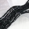 Glossy black 4mm bicone glass crystal beads for DIY jewelry making and embroidery. - 4mm Approx 70 Pieces/Strand / Black