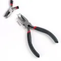 Detail view of the multi-functional steel combination pliers with ergonomic rubber handles. - 03 Combination Pliers