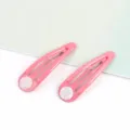 Detailansicht der rosa Wassertropfen Haarklammer mit runder Unterlage für DIY Haar-Accessoires. - 10er Pack / 15 Macaron-Rosa