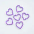 Purple heart spring clasp with pink dots, DIY jewelry accessory, key ring connector ring. - 08