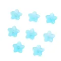 Perline di fiori in acrilico satinato azzurro, dettaglio e primo piano accessori gioielli. - 200 Pezzi/Confezione / Celeste