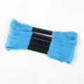 Macro detail of vibrant blue 6-strand embroidery floss on white textured background - 5 Pcs Set / Dark Blue