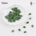 Detailed view of green glazed ceramic tube beads 10pcs with dimensions for DIY jewelry - Cylinder Style (12#)