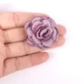 Detailed macro view of a purple burnt edge fabric rose for DIY hair accessories - Light Purple