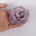 Detailed view of a 7.5cm purple chiffon rose fabric flower accessory for DIY crafts - Light Purple
