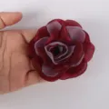Close-up of 7.5cm red and purple chiffon burnt edge rose for DIY craft and sewing - Burgundy