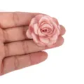 Small pink fabric burnt-edge rose flower for DIY hair accessories and craft projects - Snow Bud