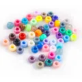 Perles pony acrylique colorées grand trou pour fabrication de bijoux DIY chaînes téléphone tresses. - 50 Pièces/Pack (6x9mm) / Multicolore