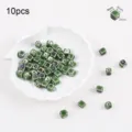 Detailed view of 10pcs square green ceramic beads with kiln-changed glaze for DIY crafts - Square Style (8#)