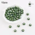 Detailed size view of green glazed ceramic beads 12mm for DIY jewelry making - Pumpkin Style (6#)