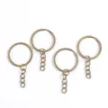 Porte-clés en bronze avec chaîne, anneaux fendus en fer accessoires de bricolage DIY - 25x50mm (5 Pièces/Paquet) / Bronze Antique