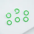 Macro view of bright green painted alloy open jump rings for DIY jewelry making - 6mm (100pcs) / Bright Green