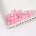 Pink crackle glass beads details, sparkling loose bead for DIY bracelets and jewelry making. - Pink