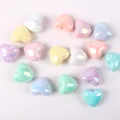 Colorful acrylic AB heart beads for DIY jewelry making, bracelets, and phone charms. - 20 Pieces/Pack (19mm) / Iridescent Mixed Colors (04)