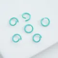 Set of teal lacquered alloy open jump rings for DIY jewelry making and handmade keychains - 6mm (100pcs) / Lake Blue
