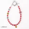 Crystal beaded phone charm wrist strap short mobile phone lanyard with metal ring and pendants. - Fortune Red / 1 Piece