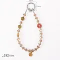 Crystal phone lanyard with sparkling beads, auspicious charms and metal ring for wrist decoration. - Fortune Yellow / 1 Piece