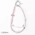 Pink crystal pearl phone charm strap cute bow wrist chain beaded sparkling glitter accessory - Double Layer Butterfly Pink / 1 Piece