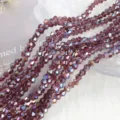 Strands of 4mm purple AB coated bicone crystal glass beads for DIY jewelry making material - 4mm Approx 70 Pieces/Strand / Medium Purple AB