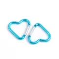 Mousqueton en forme de cœur bleu en métal avec fermoir à ressort pour porte-clés DIY extérieur - 1 Pièce / Bleu