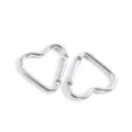 Mousqueton cœur en métal argenté crochet à ressort accessoire porte-clés DIY 2 pièces. - 1 Pièce/Pack / Argent