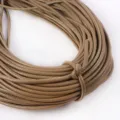 Close-up macro detail of 3mm round PU leather cord with decorative stitching for DIY bags - Approx 2 Meters/Bundle (3mm) / Tan
