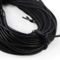 Close-up of 3mm black PU leather cord with stitched detail for DIY crafts and bag decoration - Approx 2 Meters/Bundle (3mm) / Black