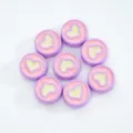 Acrylic heart oil-drop beads variant, purple and pink round charm for DIY jewelry making. - Style 06