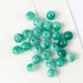 Translucent green faux marble acrylic round beads for DIY jewelry and bracelet making - 10mm (50 pcs) / 04 (Emerald Green Marble Cat's Eye Pattern)