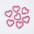Pink Heart Shape Spring Rings Metal Snap Clasps DIY Jewelry Accessories Keychains - 10