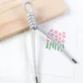 5mm pearl PU leather braided charm, silver DIY phone hanging strap & bag accessory. - 1 Piece / Silver