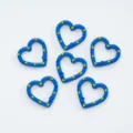 Blue heart spring clasp clips with yellow dots for DIY jewelry making and keychain links. - 11