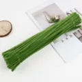 Green pipe cleaners fuzzy wire 6mm thick DIY bouquet craft material for kids handmade toys - 01# 25 Pieces Army Green