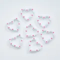 White heart spring ring with pink dots, cute DIY jewelry accessory and keychain clasp. - 13