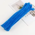 Blue pipe cleaners 6mm thick fuzzy wires DIY chenille stems crafts bouquet making material pack - 05# 25 Pieces Dark Blue
