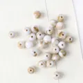 Marbled acrylic cat-eye round beads in cream and brown for DIY jewelry making crafts - 07 (Beige and Brown Marble)
