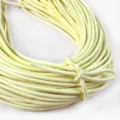 3mm cream yellow round PU leather cord with fine stitching for DIY bag decoration - Approx 2 Meters/Bundle (3mm) / Light Yellow