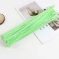 Detail view of light green pipe cleaners for DIY craft bouquet, soft fuzzy chenille stems material. - 11# 25 Pieces Light Green