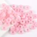 Close-up detail of pink acrylic large hole round beads, perfect for DIY jewelry craft making. - 10 Pieces/Pack / Pink (05)