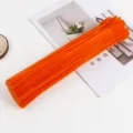 Orange 6mm pipe cleaners fuzzy wire stems for DIY flower bouquets and kids craft accessories. - 12# 25 Pieces Orange
