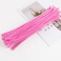 Close-up of bright pink pipe cleaners for DIY crafts and handmade floral bouquet accessories. - 16# 25 Pieces Rose Red