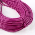 Detailed macro view of 3mm magenta PU leather cord with stitching for DIY bag accessories - Approx 2 Meters/Bundle (3mm) / Rose Red