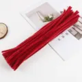 Red fuzzy wire detail shot, 6mm thick pipe cleaners for DIY craft projects and handmade bouquets. - 18# 25 Pieces Wine Red