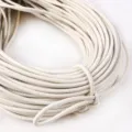 Premium 3mm white PU leather round cord with fine stitched detail for DIY handbag crafts - Approx 2 Meters/Bundle (3mm) / Off White