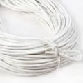 Premium white 3mm PU leather round cord with fine stitching for DIY handmade bag decoration - Approx 2 Meters/Bundle (3mm) / White