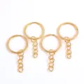 Porte-clés doré avec chaîne 25mm 30mm anneau brisé en fer accessoires de bricolage DIY lot - 25x50mm (5 Pièces/Paquet) / Or