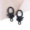 Black flower spring snap hook 19x37mm, metal DIY keychain clasp, stylish hardware accessory. - 1 Piece / Black(01)