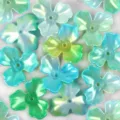 Teal and lime green gradient AB iridescent acrylic magnolia flower petals for DIY crafts - 10 Pieces/Pack / Cyan Green Gradient (04)